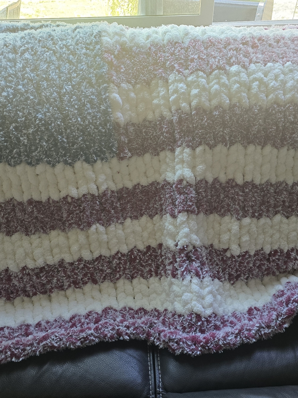 Hand Made Cozy Chunky Knit Throw Blanket -  American Flag